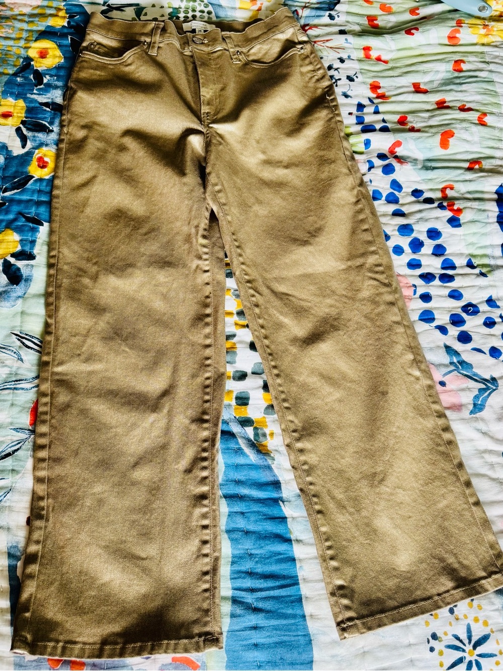 Banana Republic Gold Metallic Straight High-Rise Jeans 29 Petite